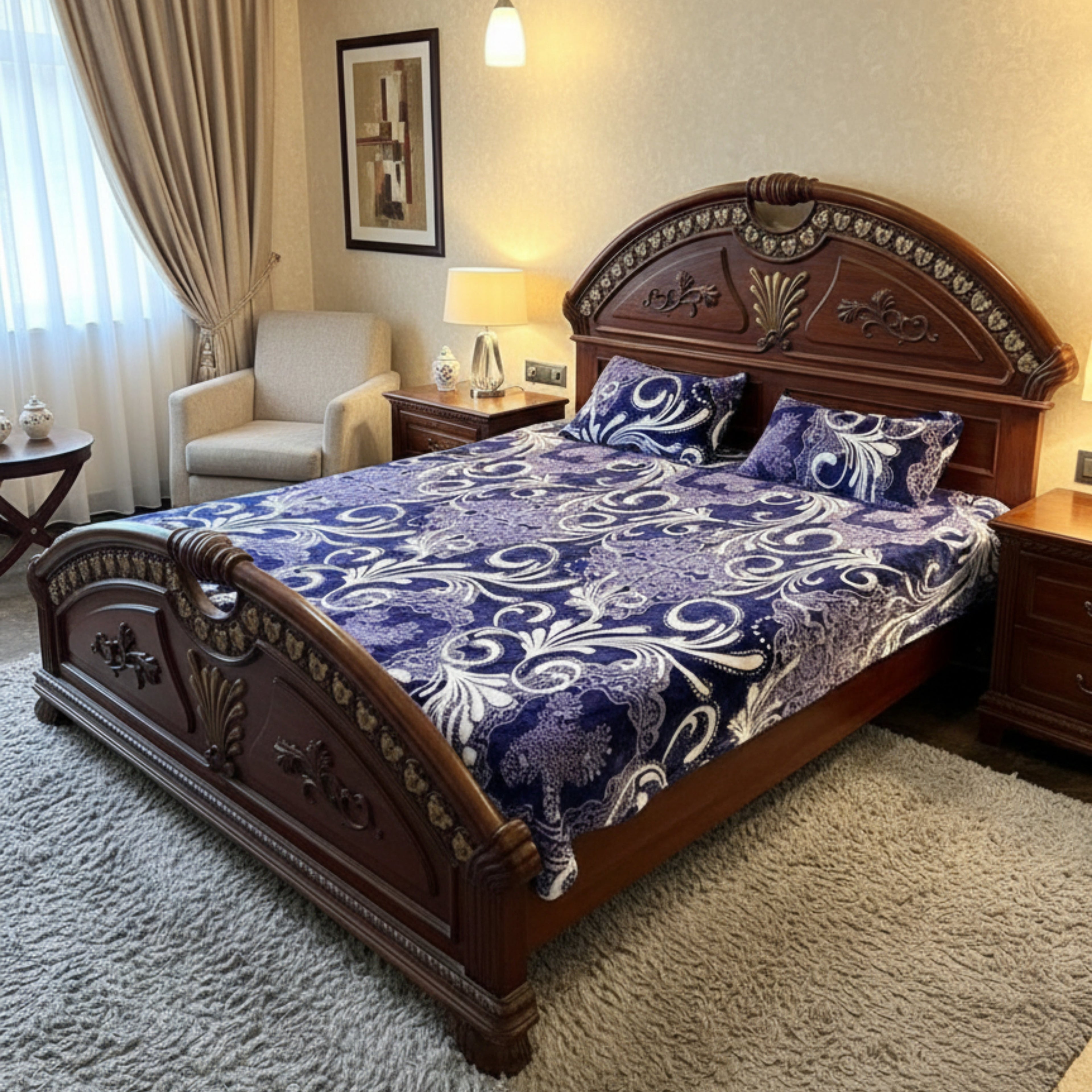 Luxury Soft Fleece Bedsheet Set – Royal Sapphire